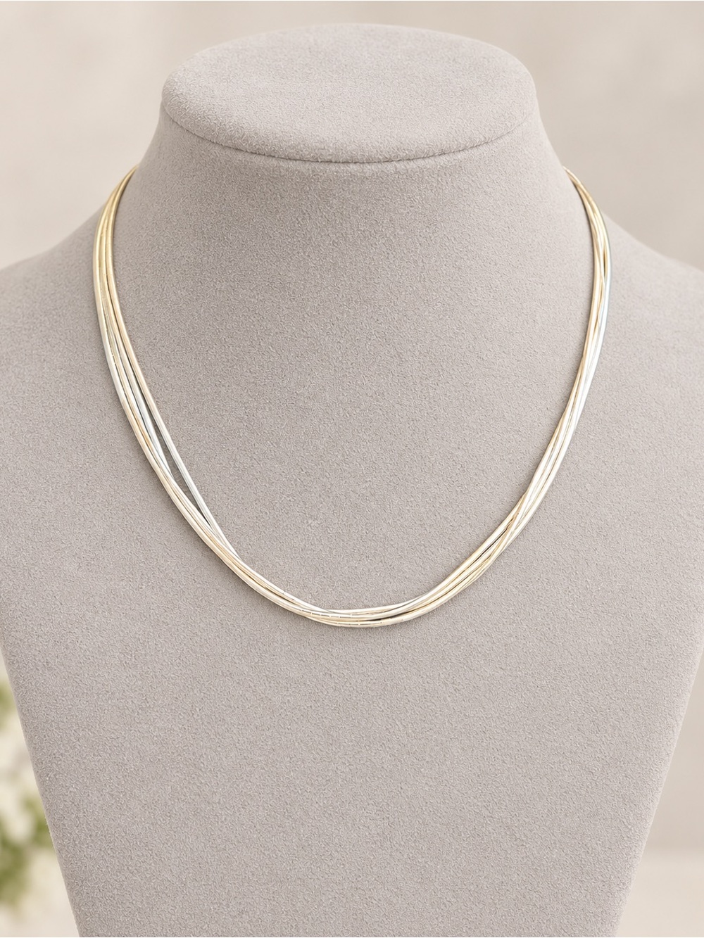 Vintage Liquid 925 Sterling Silver Five-Strand Necklace EUC 18" #720